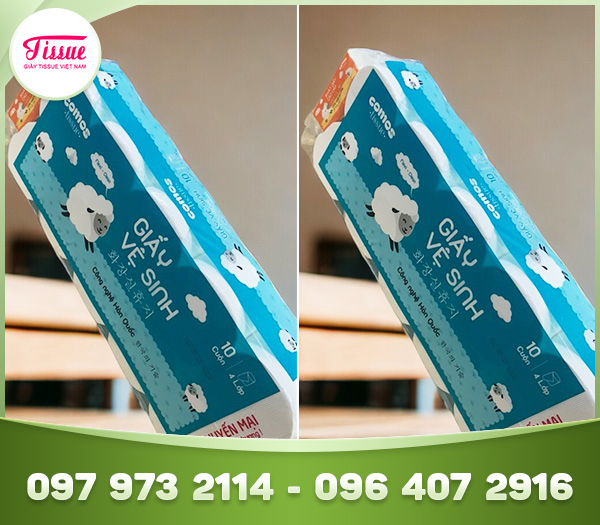 Giấy vệ sinh cao cấp COMOS 10 cuộn 4 lớp không lõi